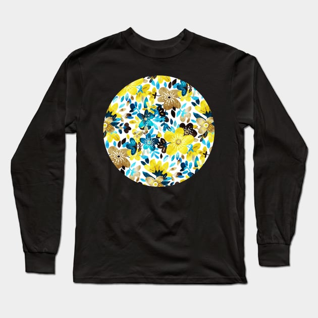Happy Yellow Flower Collage Long Sleeve T-Shirt by micklyn